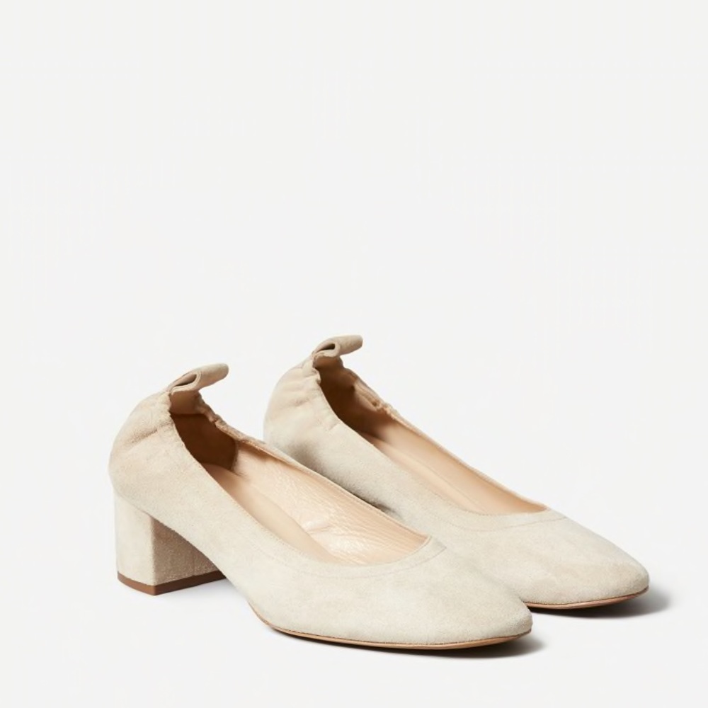 Everlane Day Heel in Natural Suede